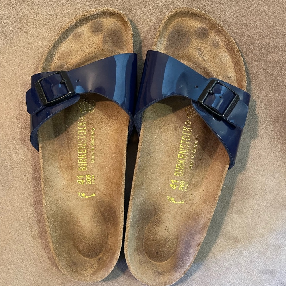 Birkenstock Madrid - Women’s patent blue Birko-Flor